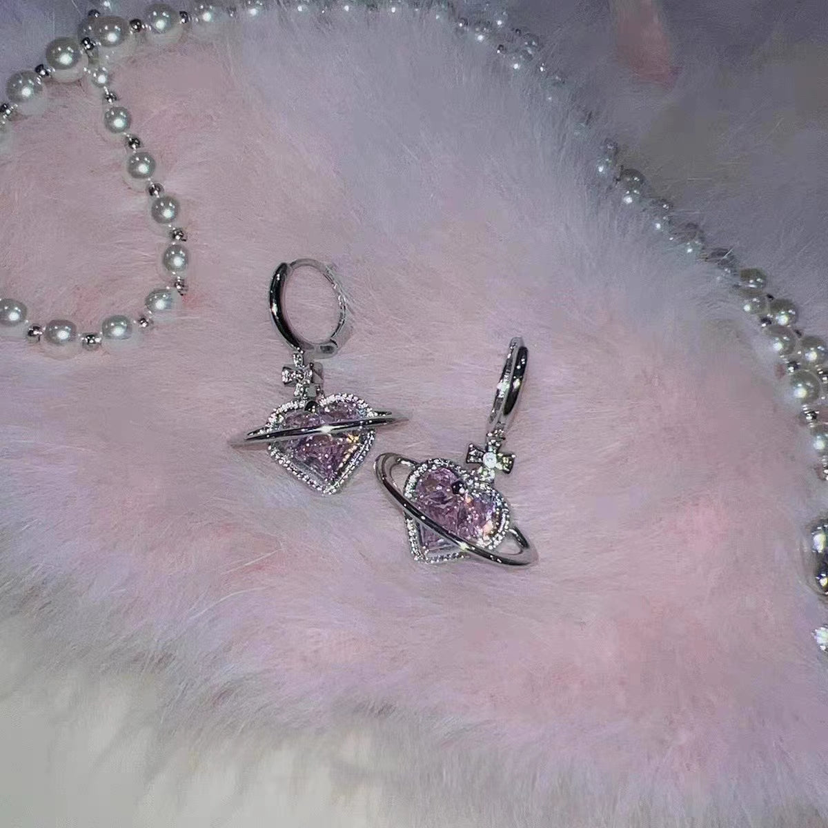 Korean Love Pink Earrings 2023 New Trendy