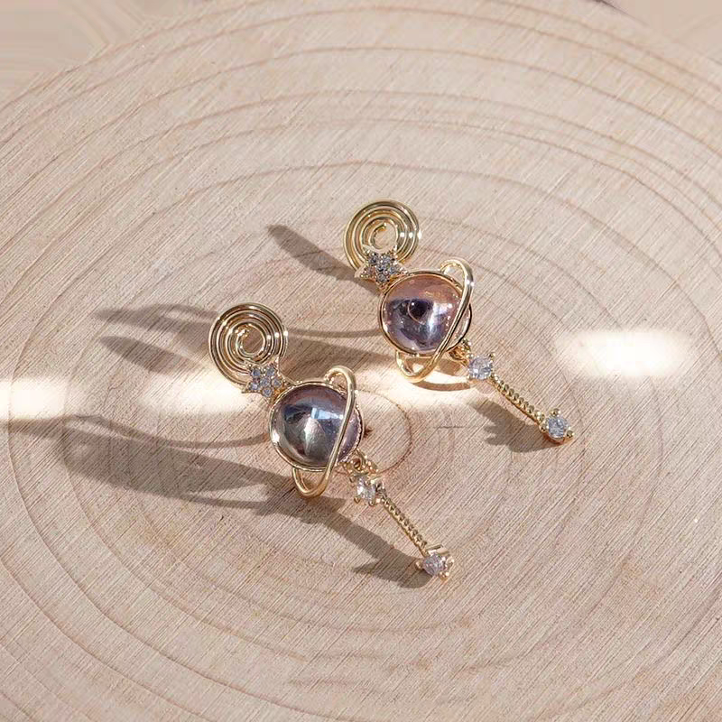 Star Moon Brilliant Star Purple Mosquito Incense Plate Ear Clip Female Painless and Ear Hole Ear Ornament with Small and High Design