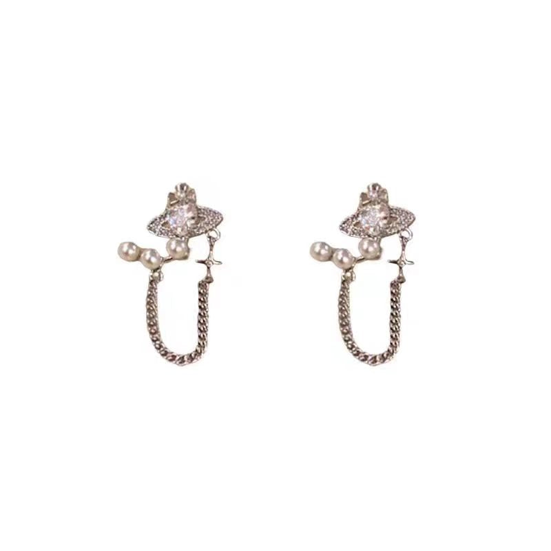 Love Mangxing tassel earrings, light luxury, high-end feel, earrings, niche design, temperament, Korean internet celebrity