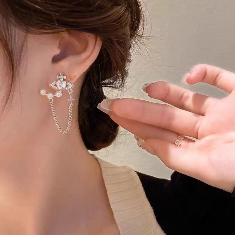 Love Mangxing tassel earrings, light luxury, high-end feel, earrings, niche design, temperament, Korean internet celebrity