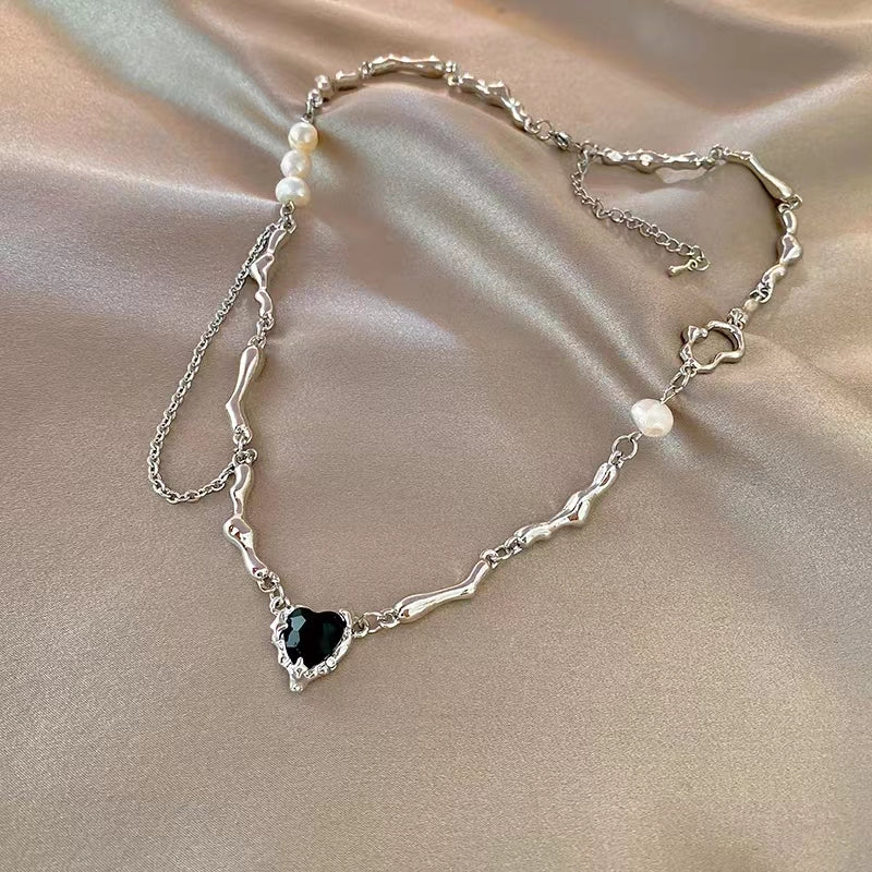 Original S925 Silver Needle Sweet Cool Color Contrasting Love Earrings for Women, Junior High end, Long Style Tassel Earrings 7216