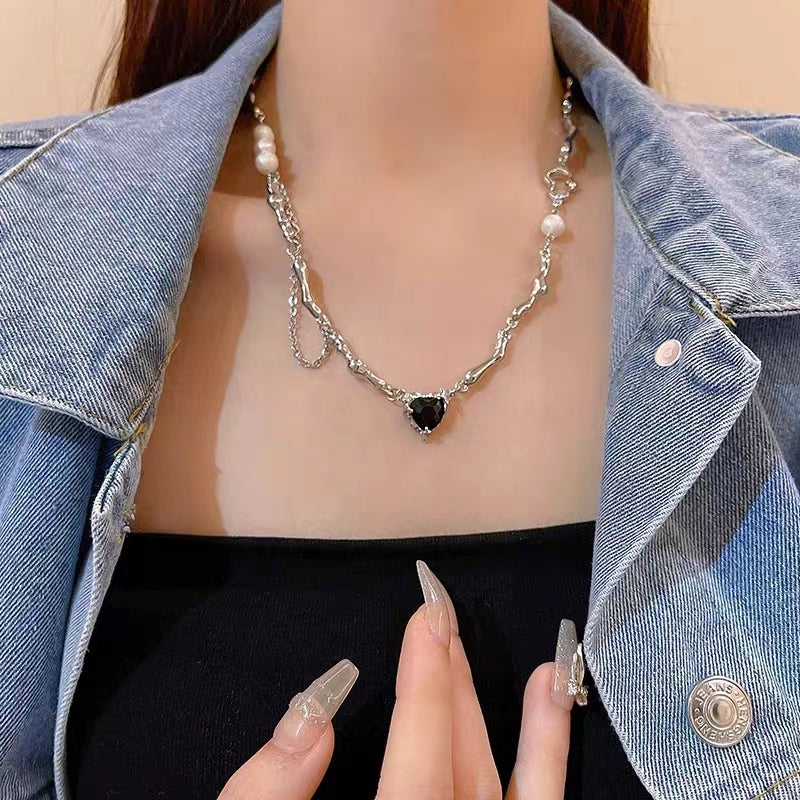 Original S925 Silver Needle Sweet Cool Color Contrasting Love Earrings for Women, Junior High end, Long Style Tassel Earrings 7216