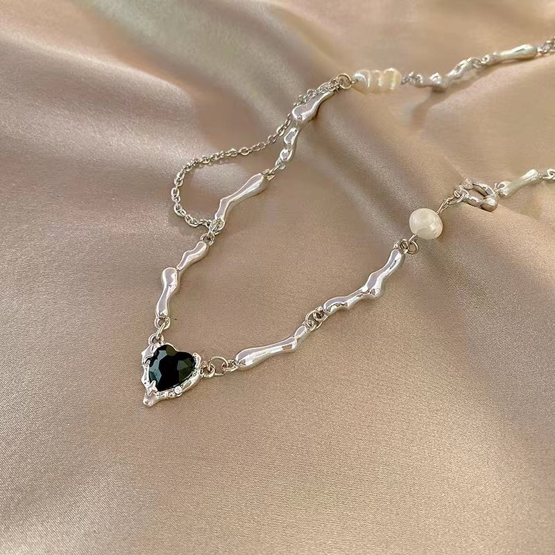 Original S925 Silver Needle Sweet Cool Color Contrasting Love Earrings for Women, Junior High end, Long Style Tassel Earrings 7216