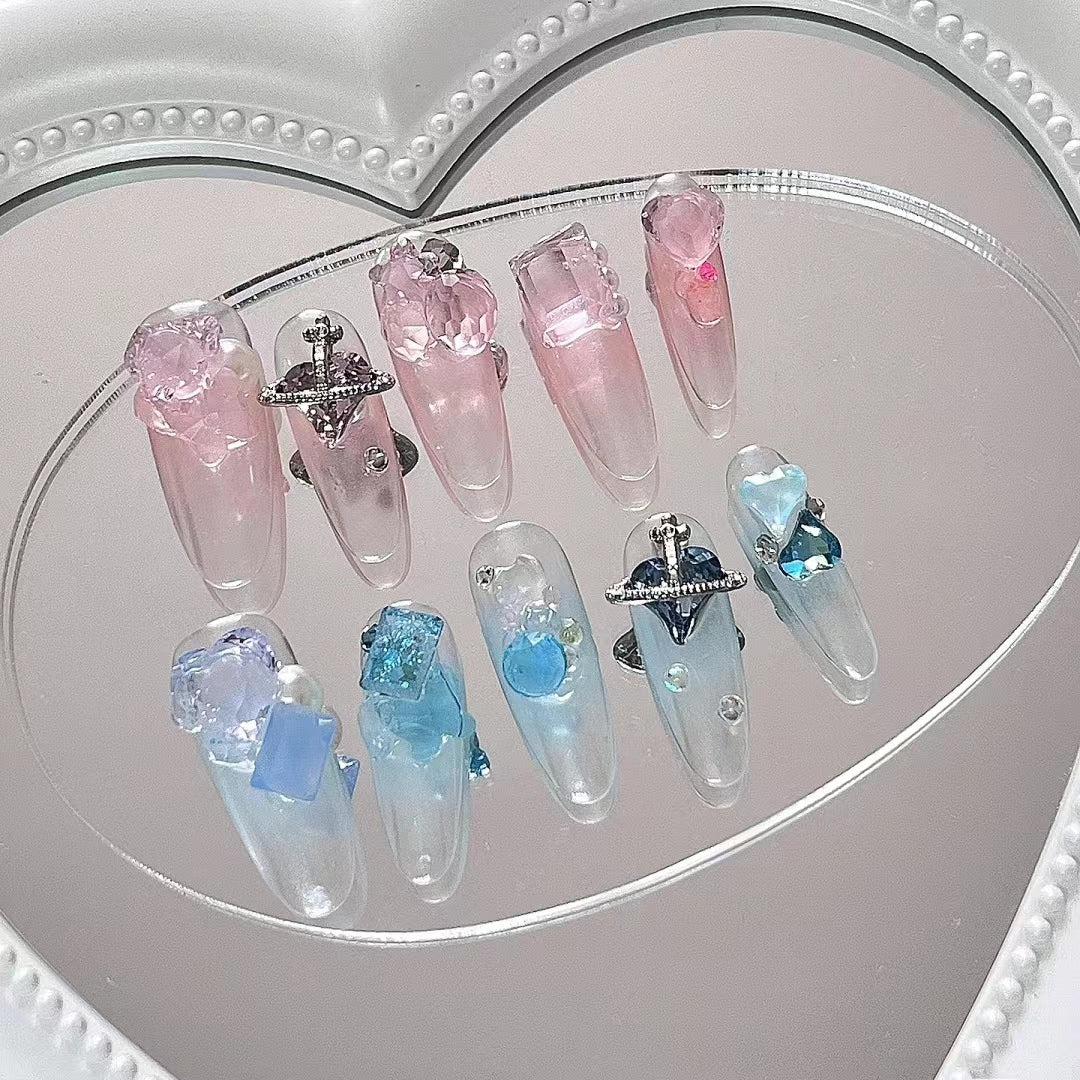 Pink blue dual color gradient Western Empress Dowager