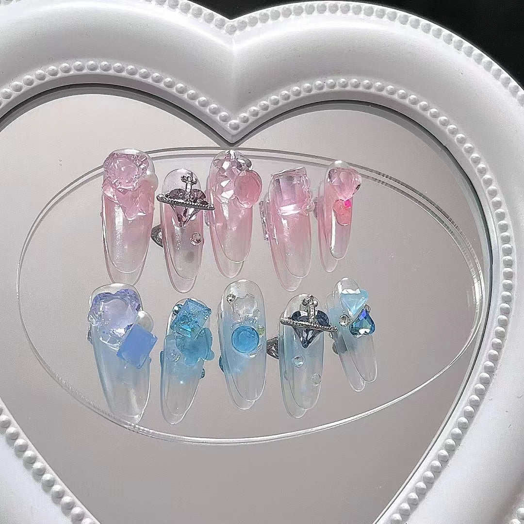 Pink blue dual color gradient Western Empress Dowager
