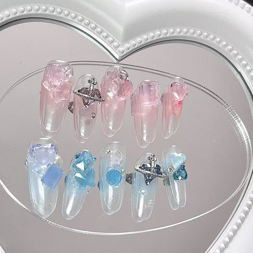Pink blue dual color gradient Western Empress Dowager