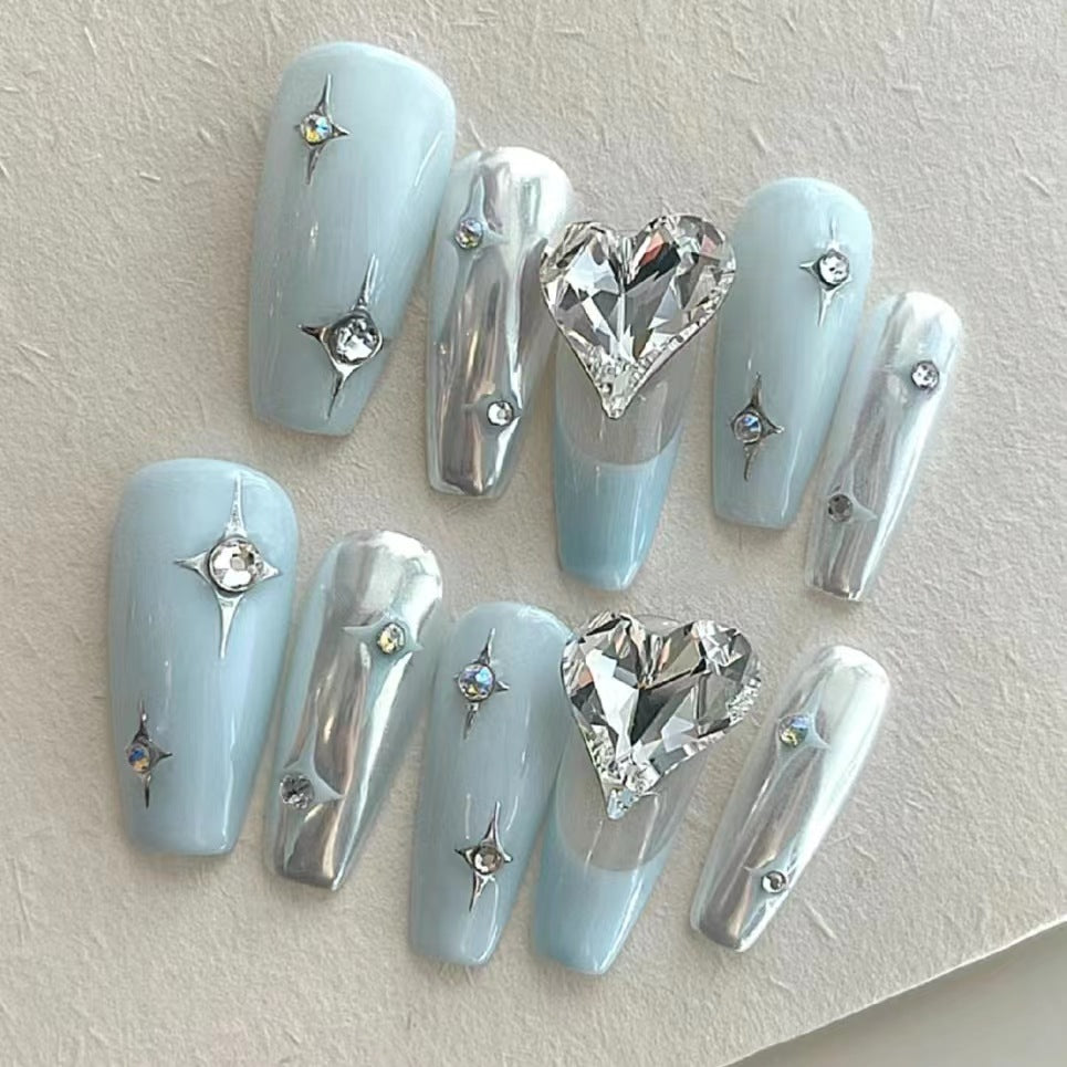 Blue Ocean Wave Legend Mermaid False Nails
