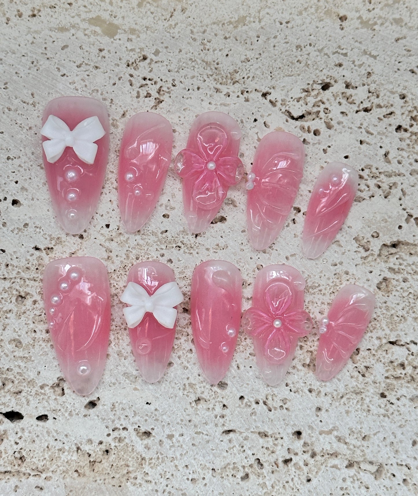 Pink 3D three-dimensional flowers🌸