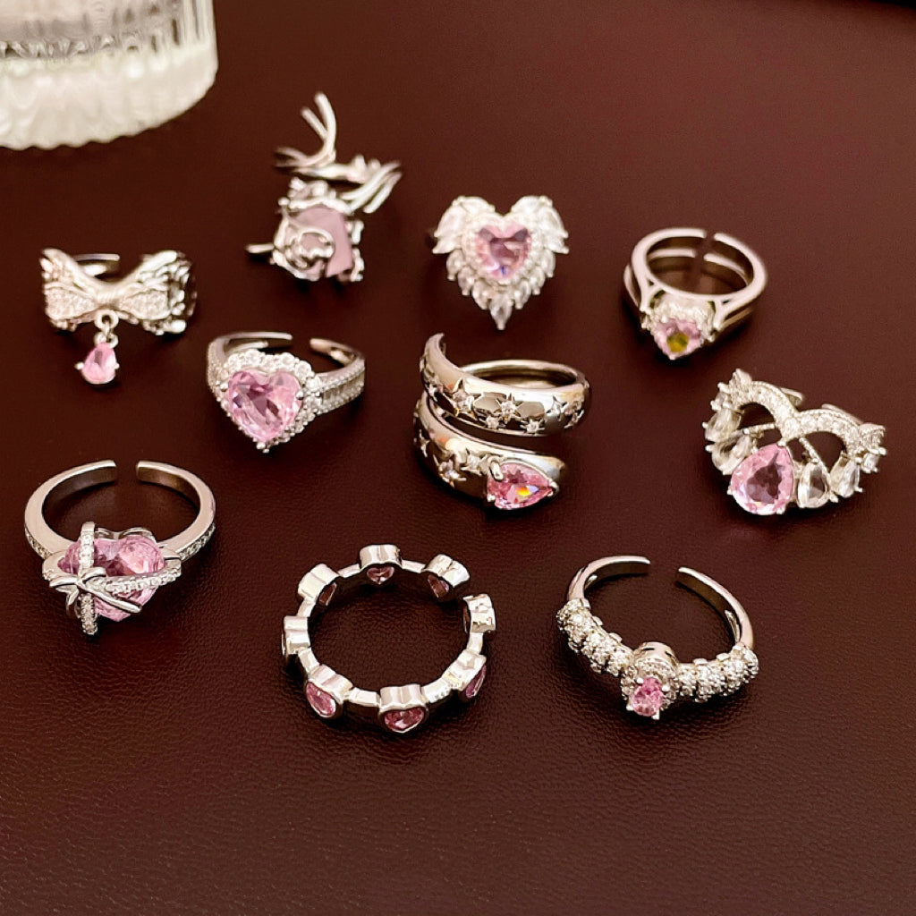 Zircon love opening sweet and exquisite index finger ring