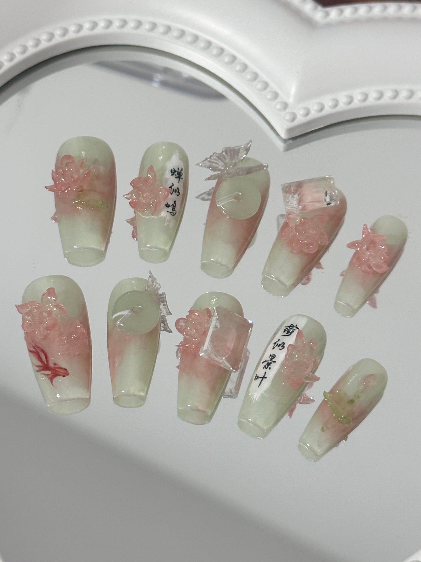 Elegant Oriental Floral Nail Art