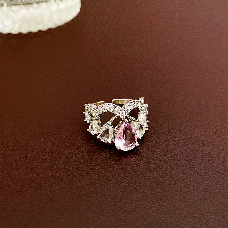 Zircon love opening sweet and exquisite index finger ring