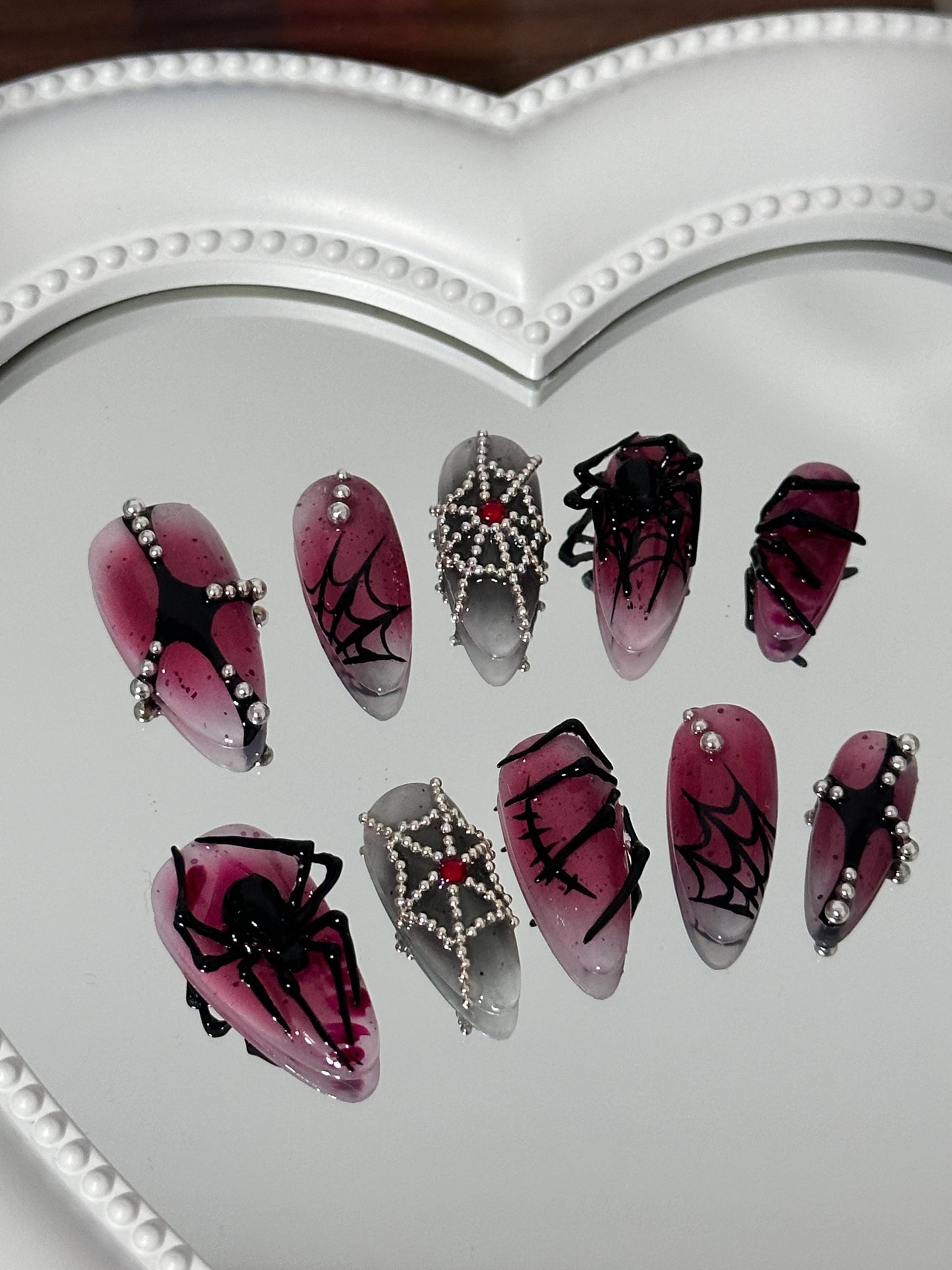 Spooky Glam Spider Web Nails(size M)