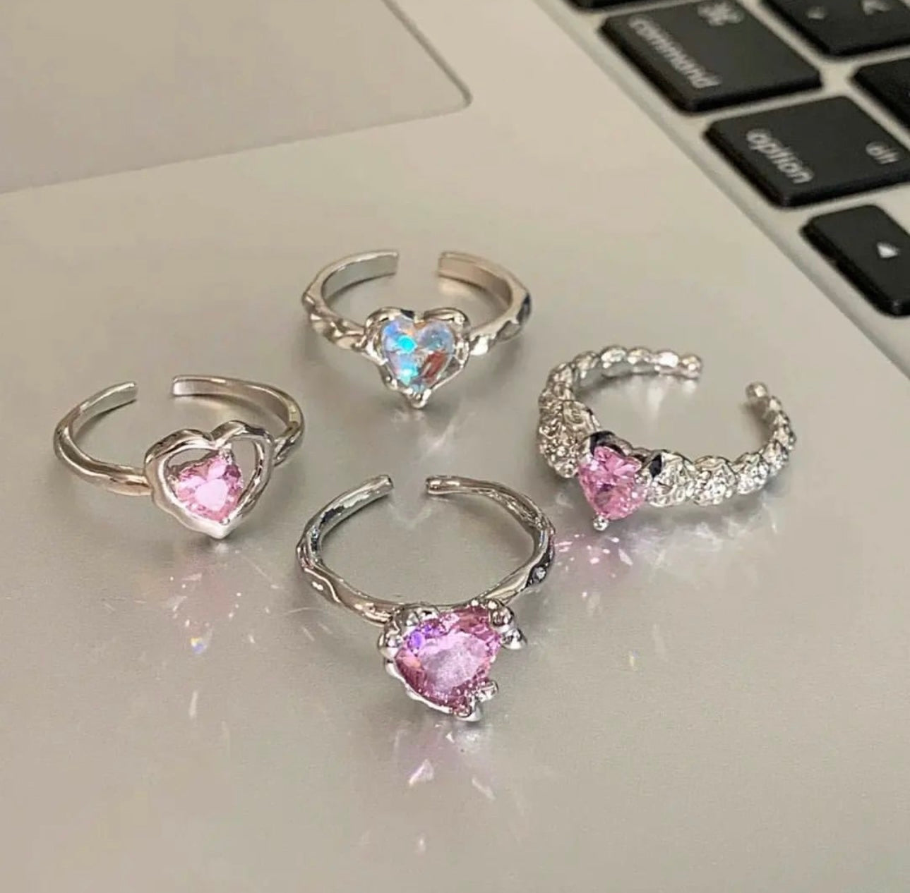 Pink Ring Set of Four