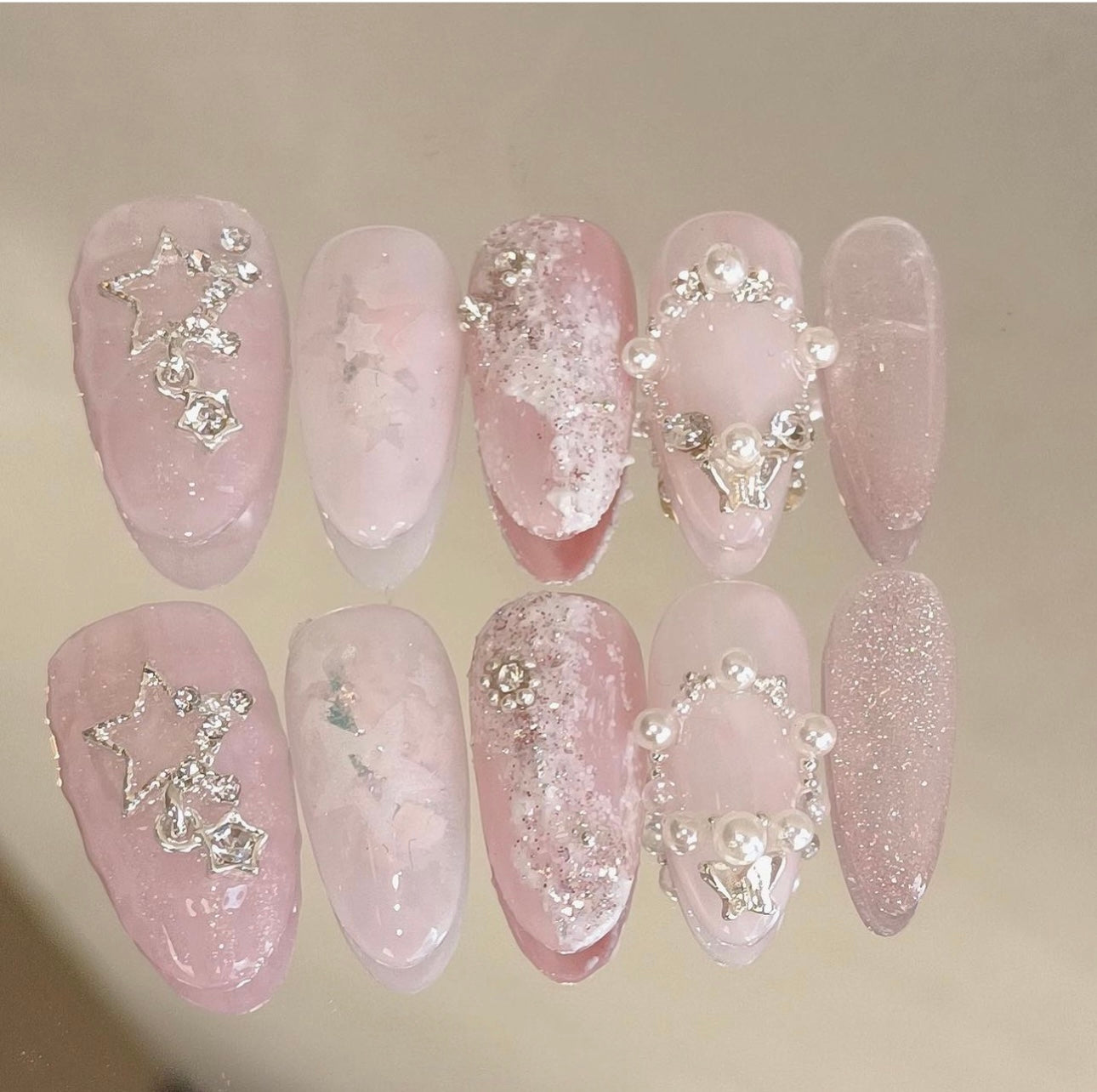 Pink star nails