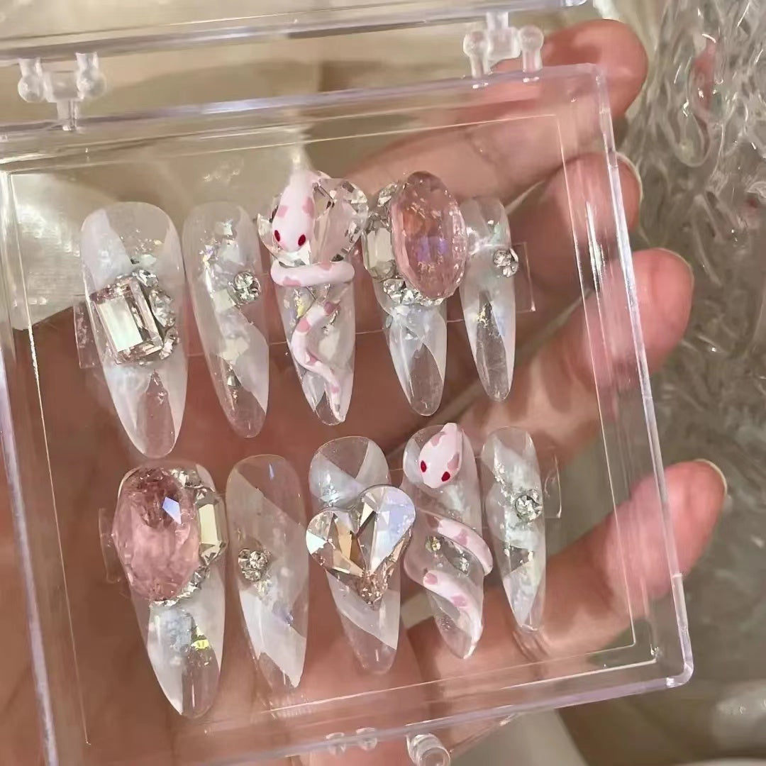 Exquisite Pink Snake Baby Infused with Diamond Immortal Qi