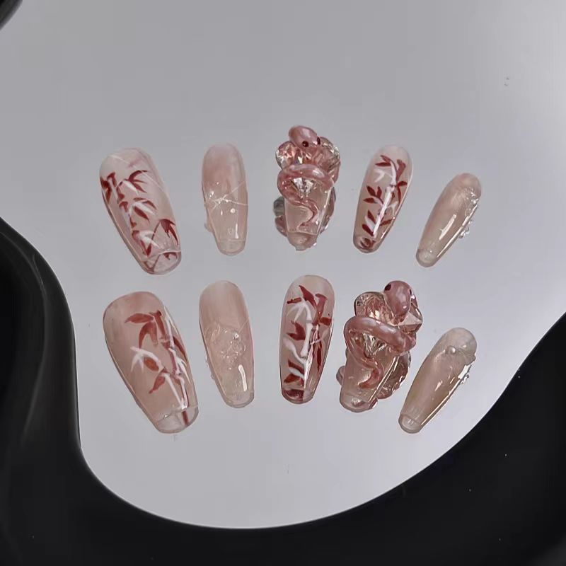 Pink and Daisy Glass Snake | Gaoding National Style Series Retro Creative Hand-painted