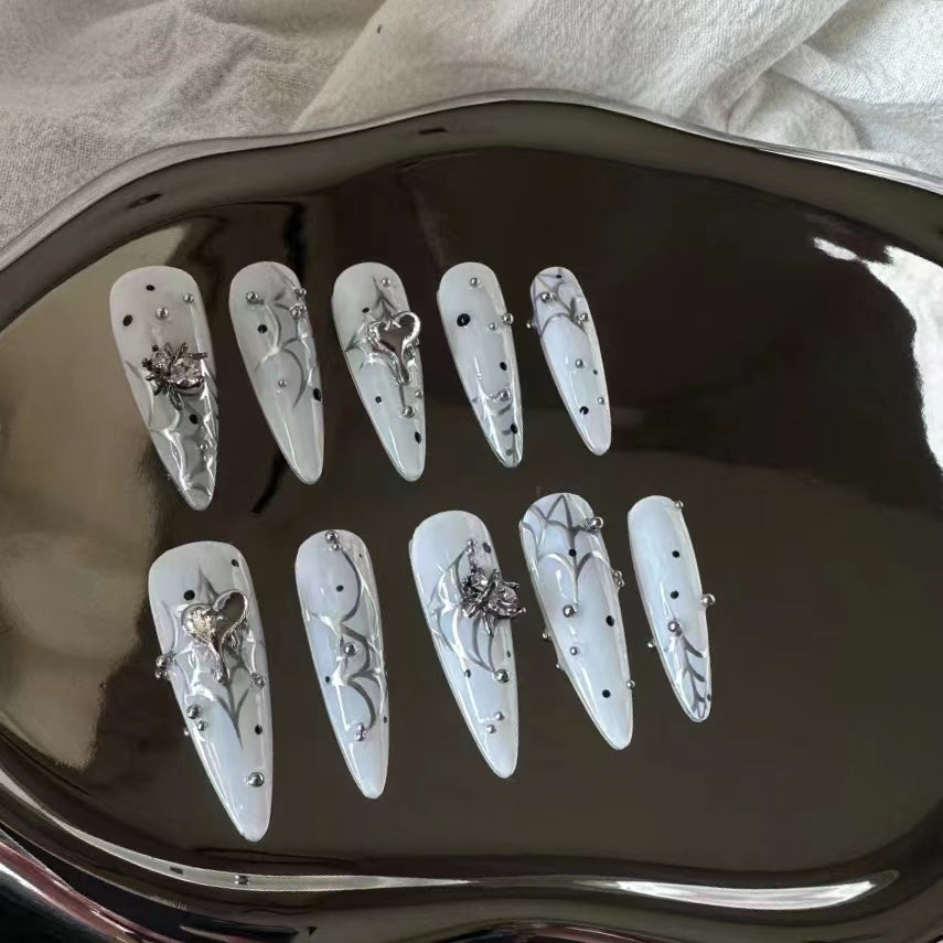 Liquid butterfly | wear nail by hand y2k sweet and cool girl dark butterfly powder blusher nail enhancement