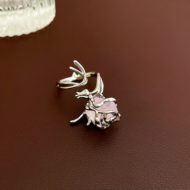 Zircon love opening sweet and exquisite index finger ring