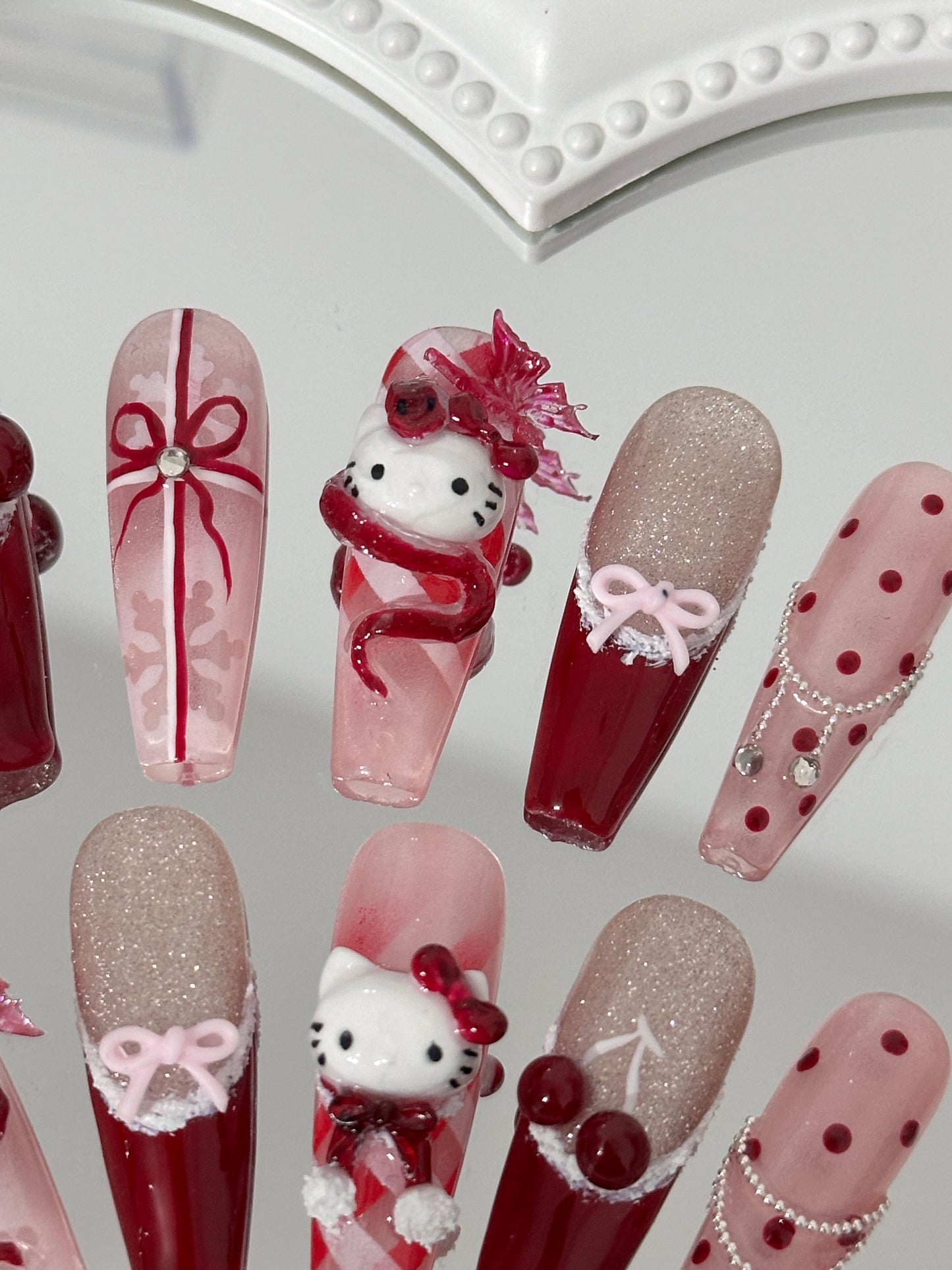 Festive Hello Kitty & Cherry Nail Art(size M)