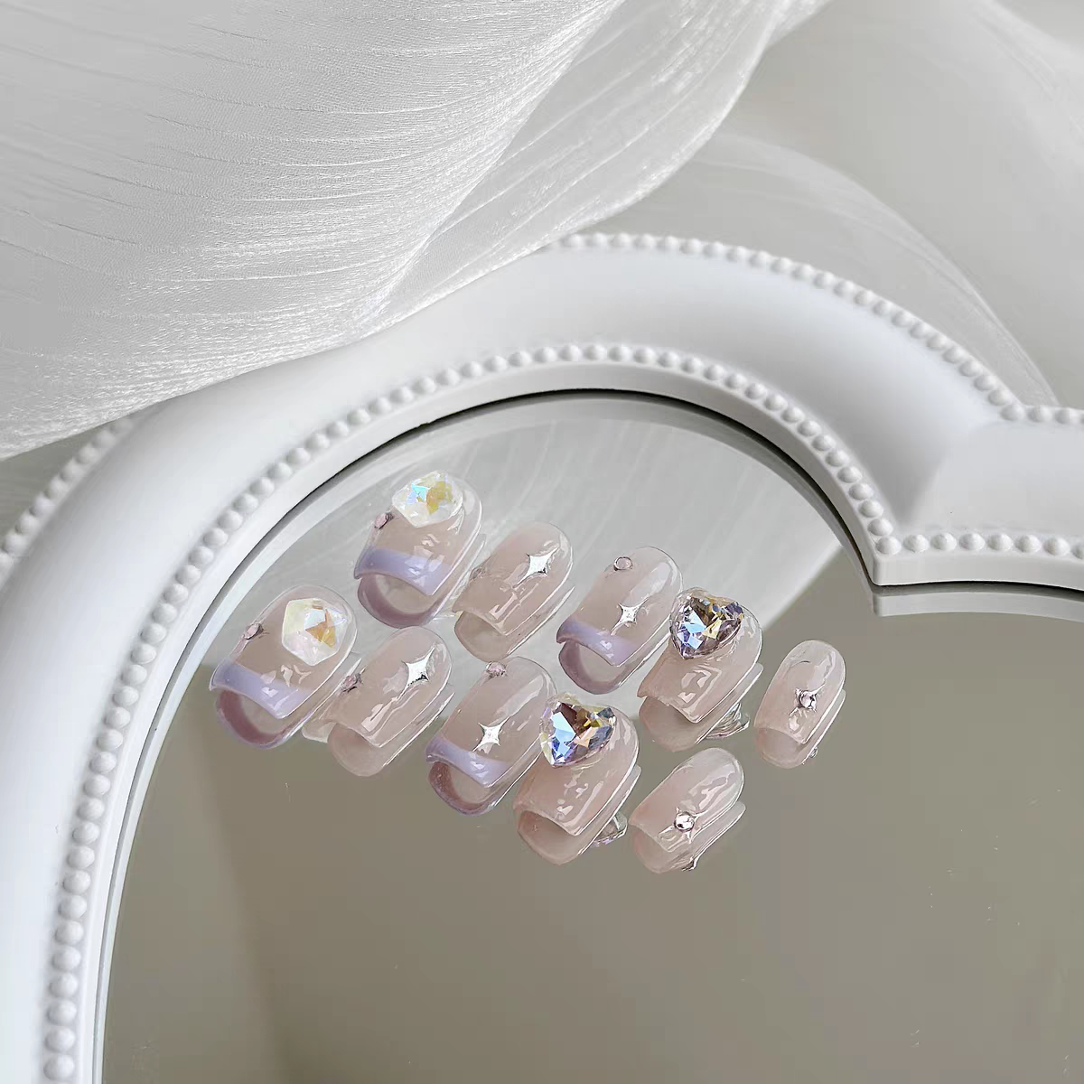 Taro Milk | Handmade Wearing Armor Cute Purple French Four Star Love Shining Diamond 2023 New Short Armor