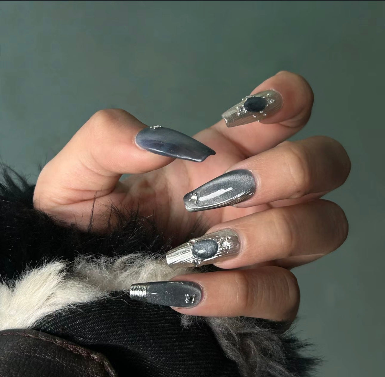 Elegant Metallic Silver Nail Art