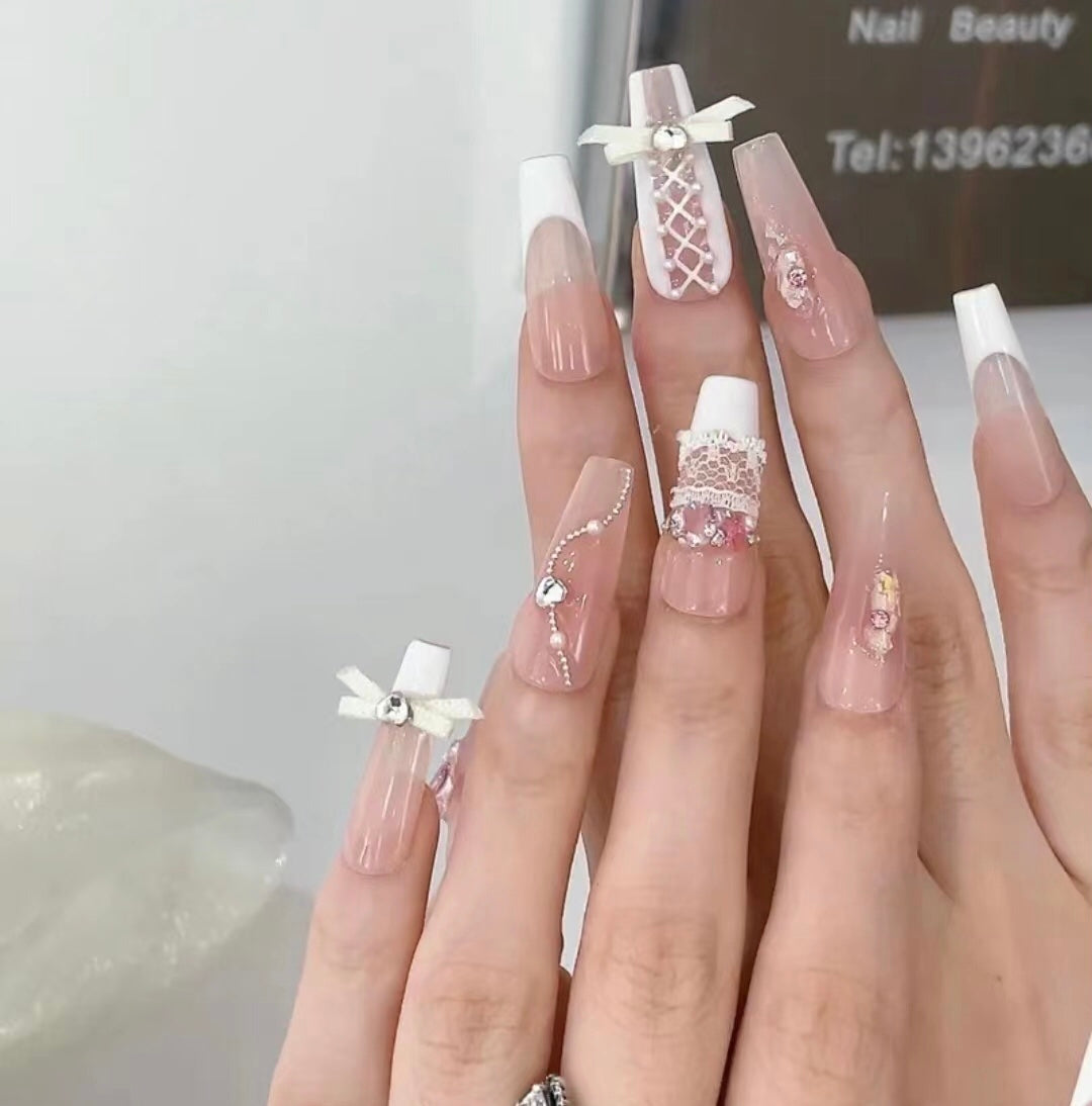 Pink cute nails