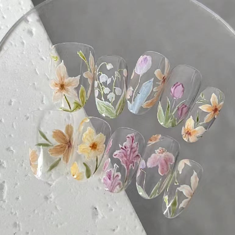 Watercolor white flower stickers for beginners, simple flowers