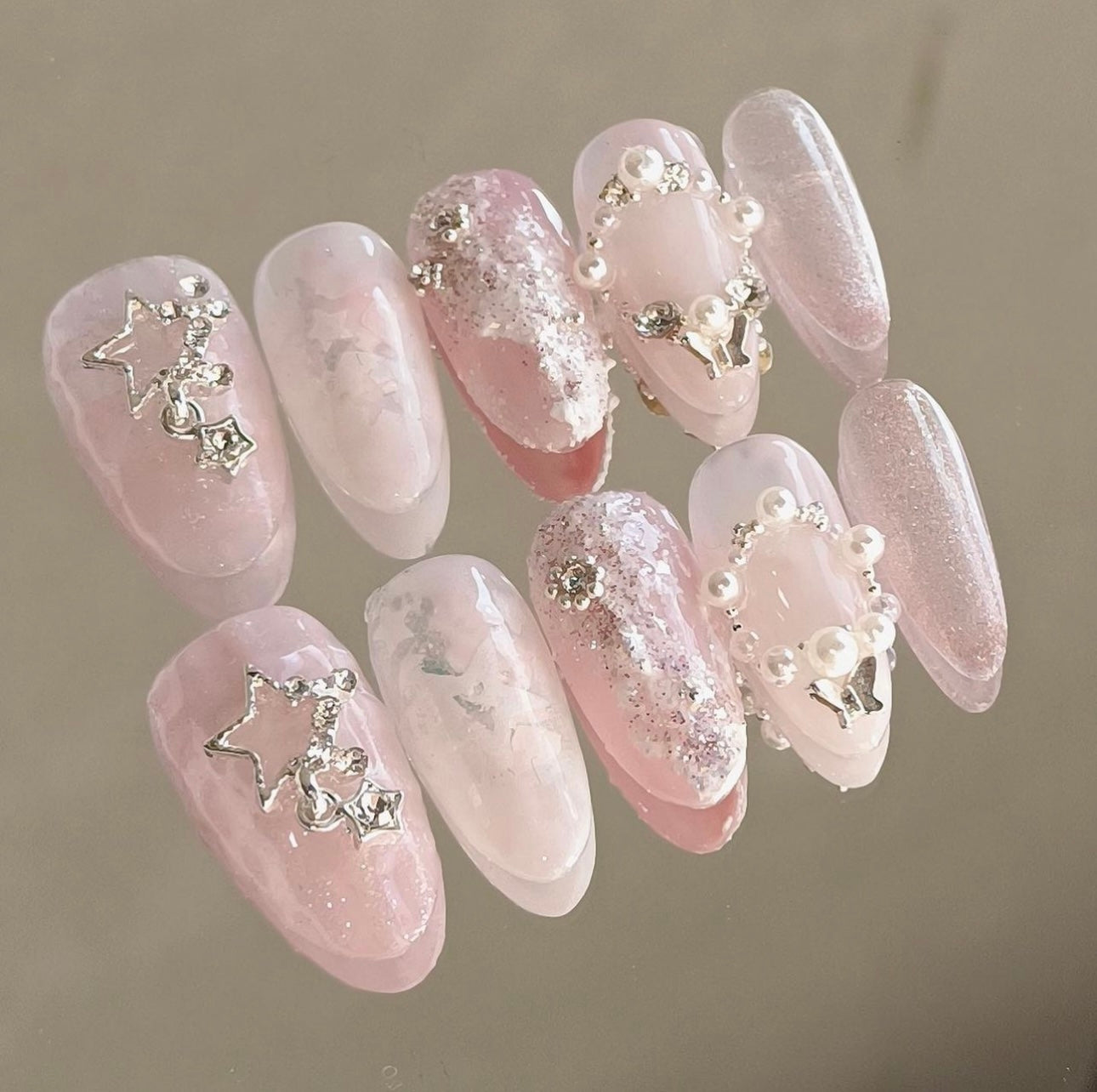 Pink star nails