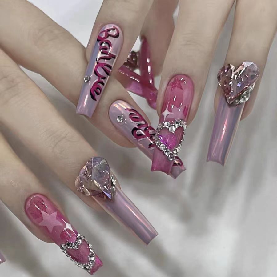 Y2K Millennium Sweet and Spicy Barbie Cherry Blossom Same Nail Beauty Huazi Cat Eye Advanced Princess Style