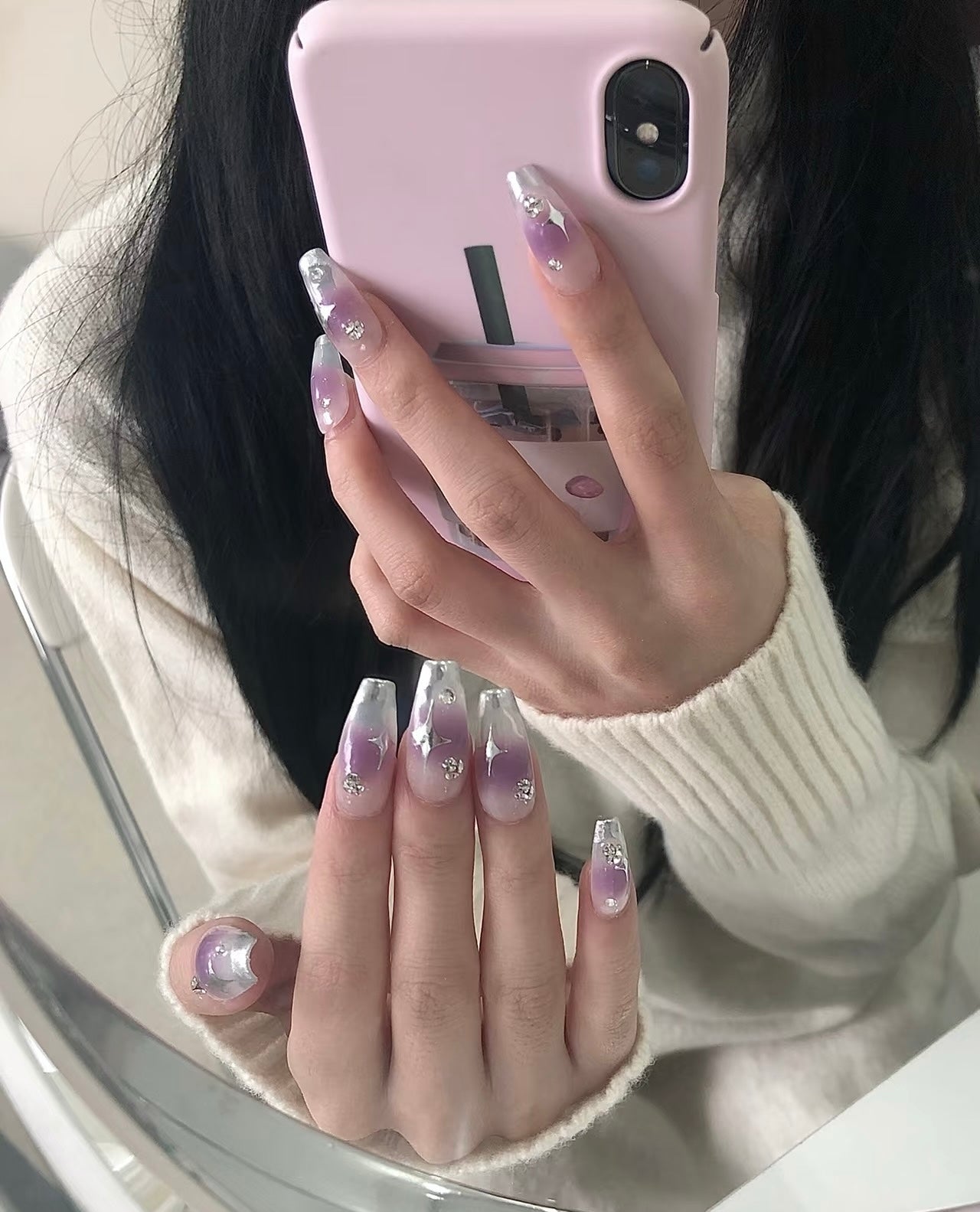 Dreamy Galaxy Nails with a Touch of Sparkle”