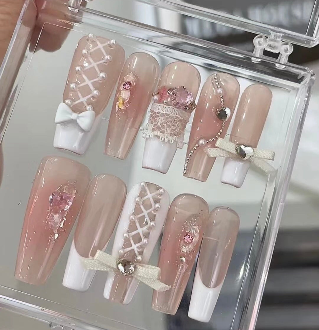Pink cute nails