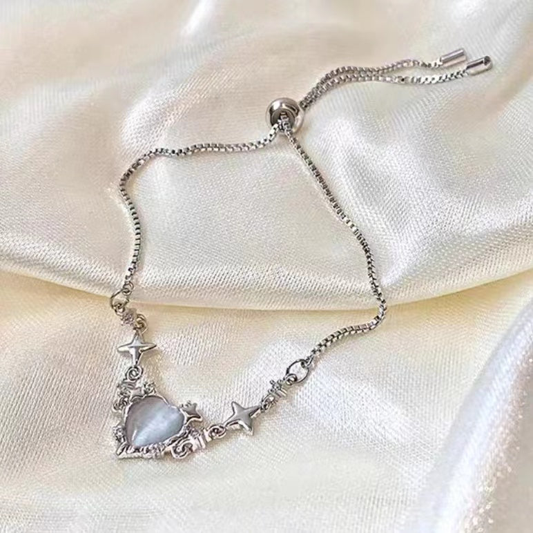 Light luxury niche exquisite zircon love bracelet women's cold wind high-end sense bracelet best friend student high-value bracelet