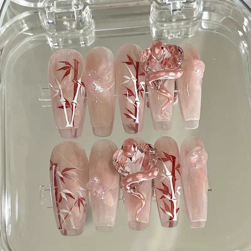 Pink and Daisy Glass Snake | Gaoding National Style Series Retro Creative Hand-painted