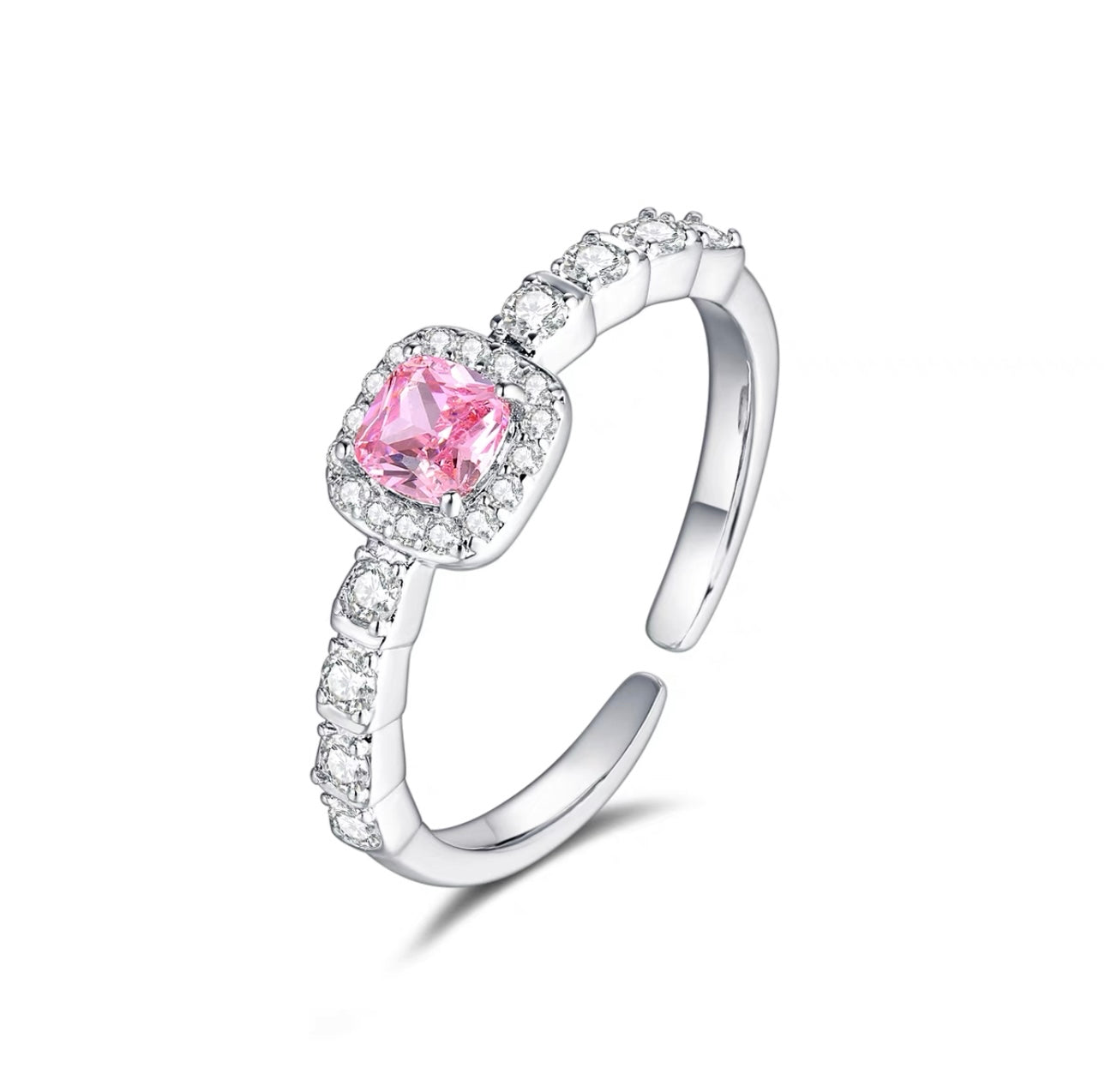 Cherry blossom pink ring six-piece set sweet flash diamond love gemstone butterfly ring