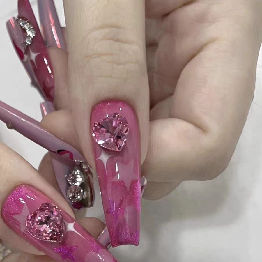 Y2K Millennium Sweet and Spicy Barbie Cherry Blossom Same Nail Beauty Huazi Cat Eye Advanced Princess Style