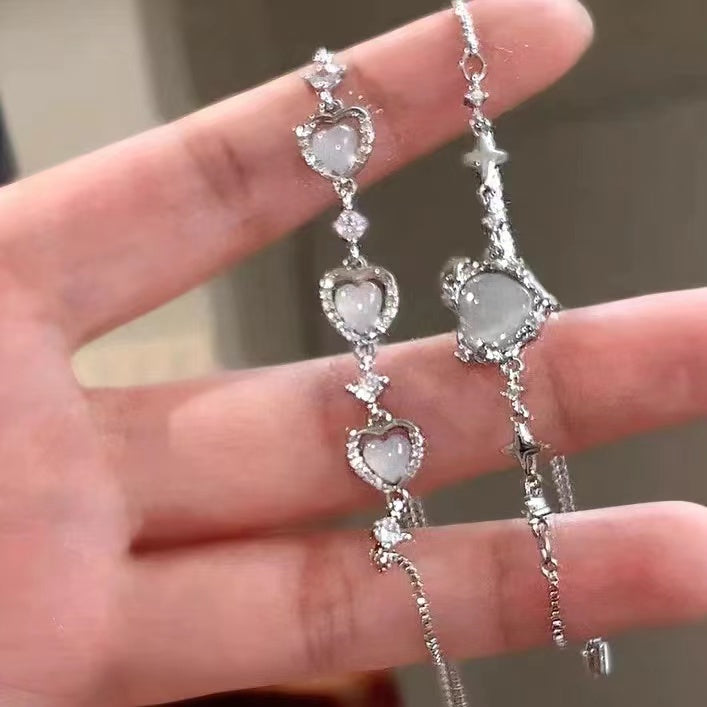 Light luxury niche exquisite zircon love bracelet women's cold wind high-end sense bracelet best friend student high-value bracelet