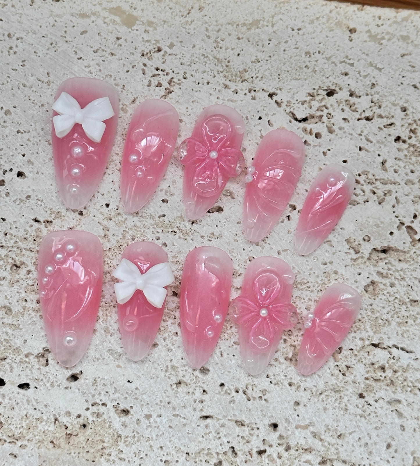 Pink 3D three-dimensional flowers🌸