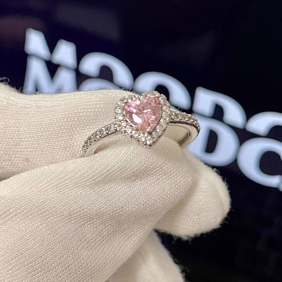 S925 sterling silver love pink diamond ring