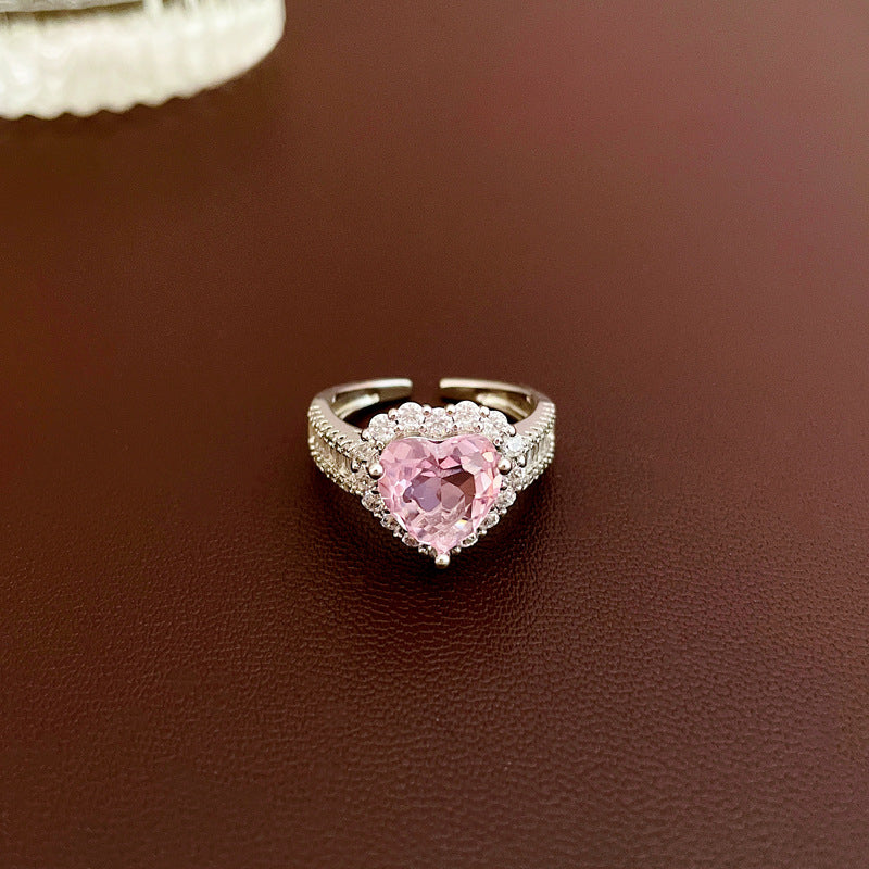 Zircon love opening sweet and exquisite index finger ring