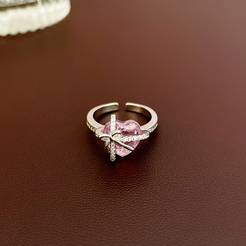 Zircon love opening sweet and exquisite index finger ring