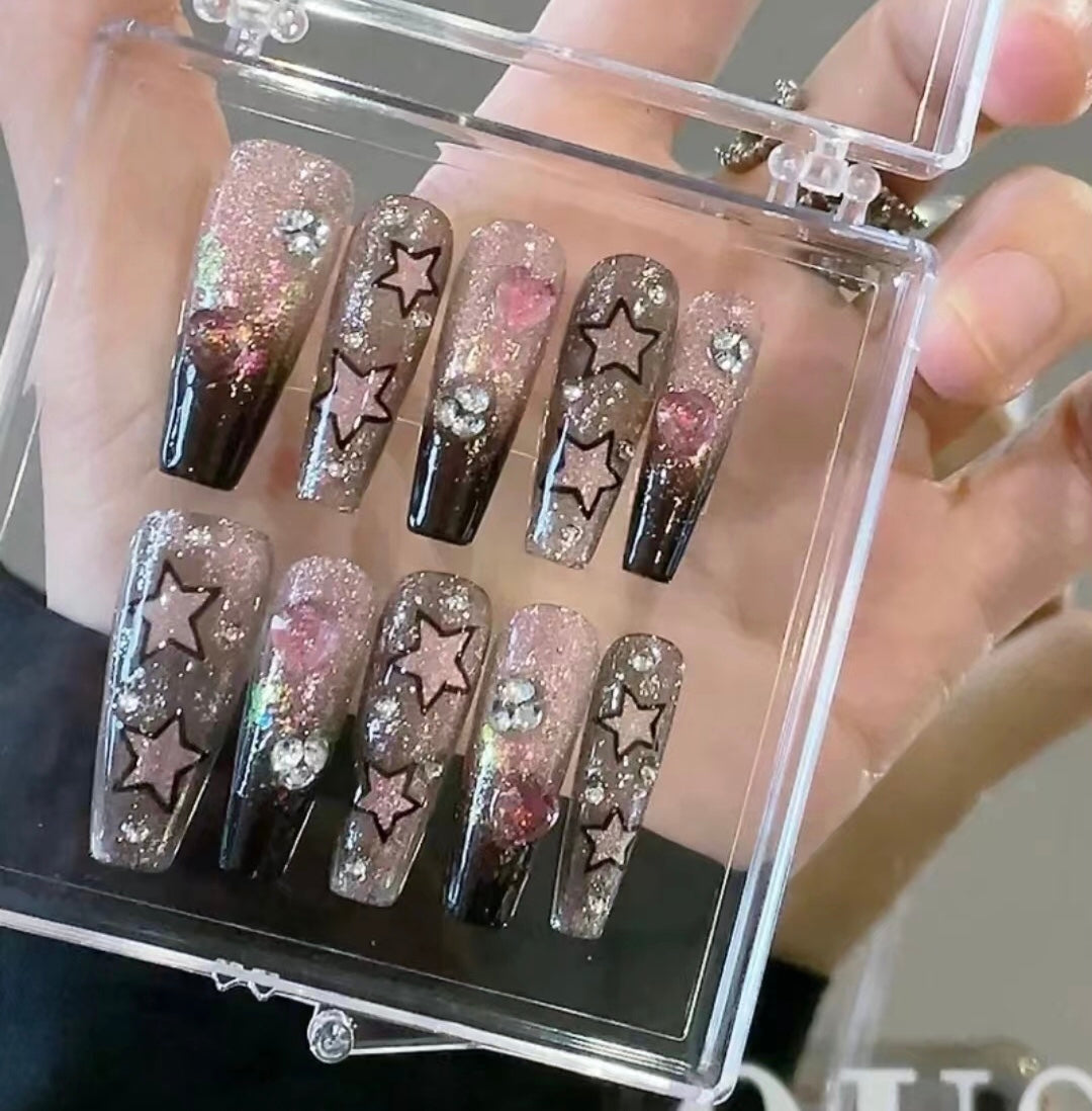 Start Black cute nails