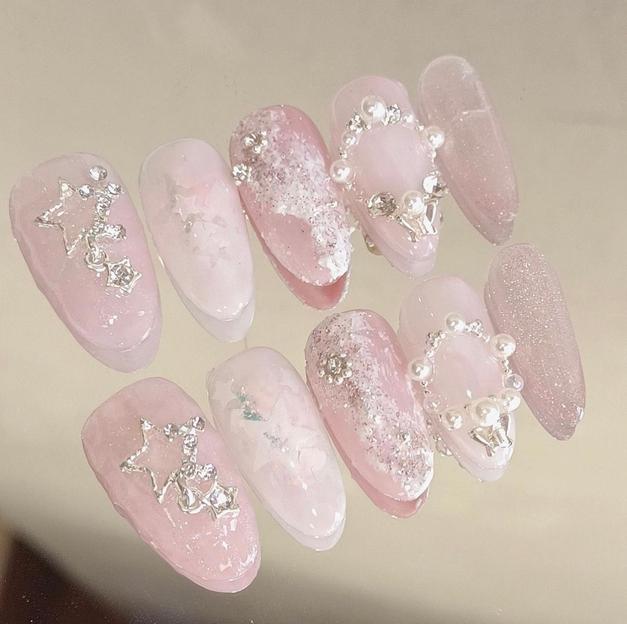 Pink star nails