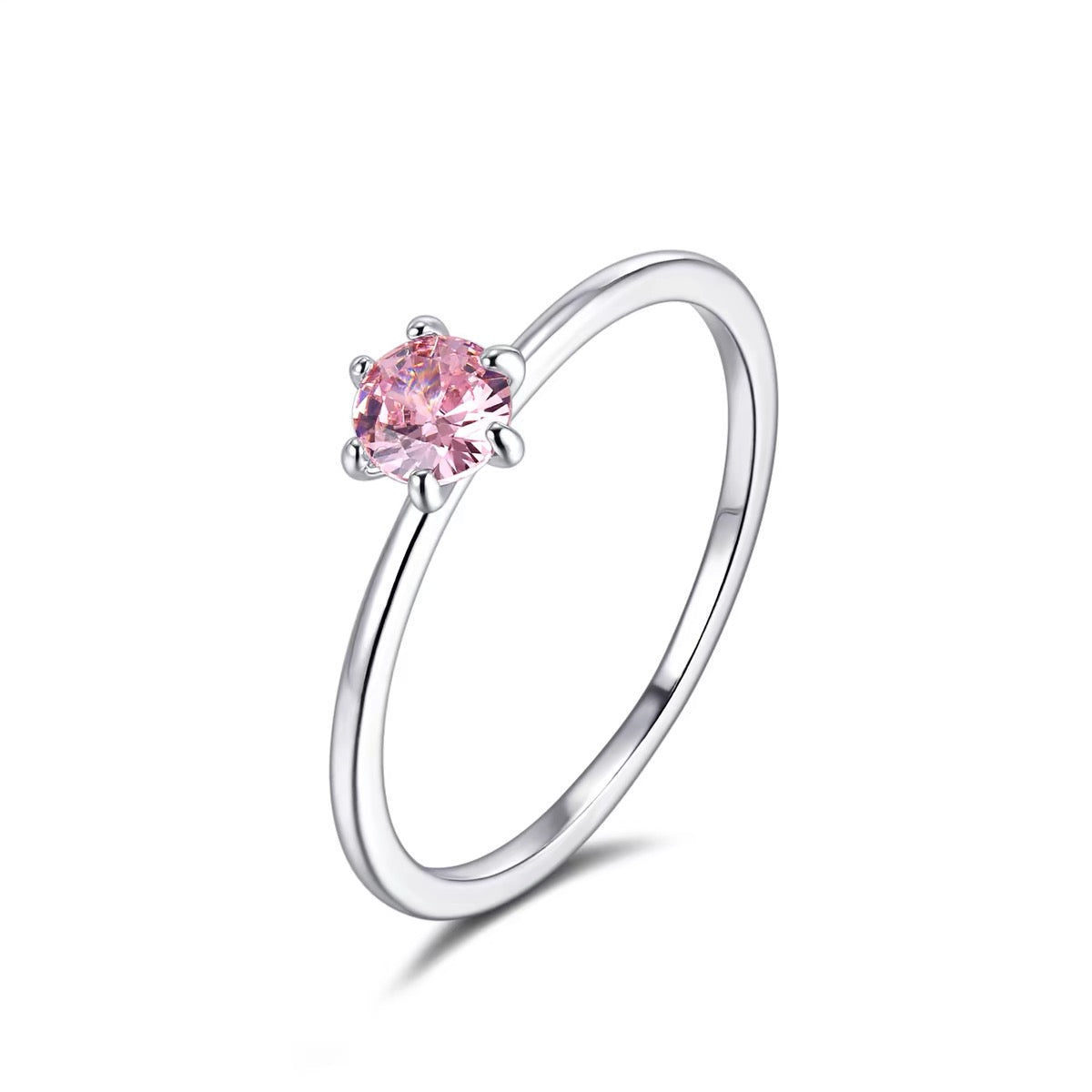 S925 sterling silver love pink diamond ring