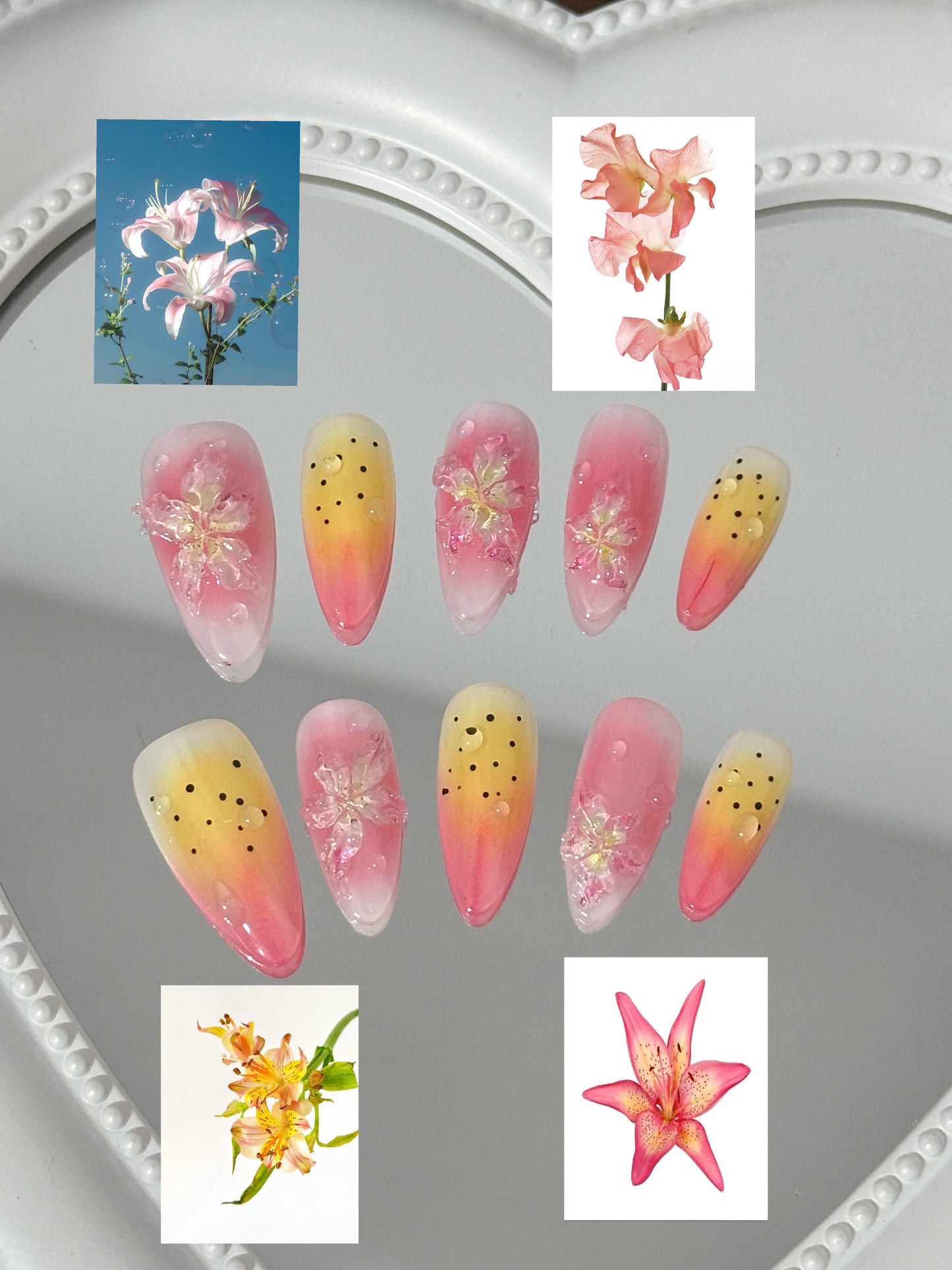 Tropical Sunset Floral Nail(size M)