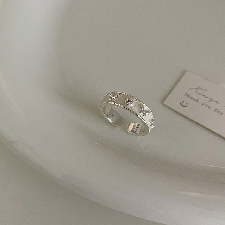 Pink zircon drip oil flower ring women's design niche sweet personality simple and versatile temperament ring ring
