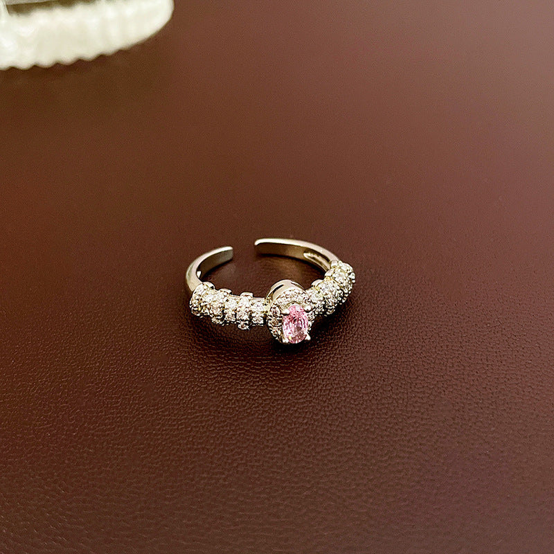 Zircon love opening sweet and exquisite index finger ring