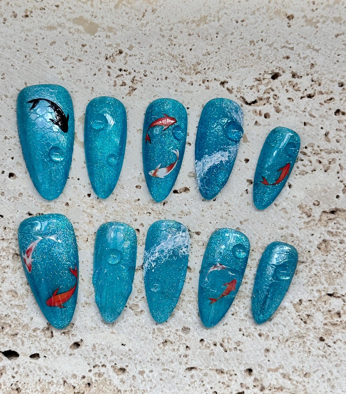 "Koi Serenity: Tranquil Waters Nail Art Set"