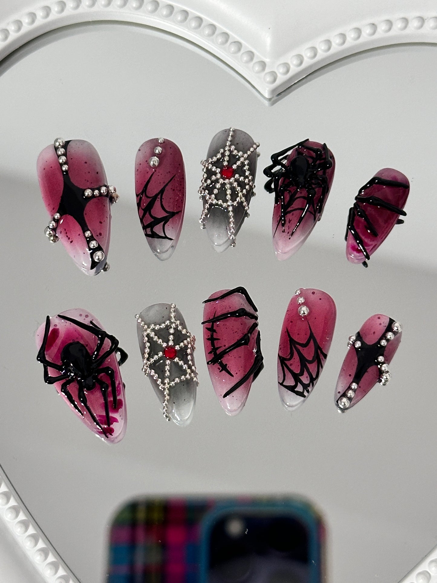 Spooky Glam Spider Web Nails(size M)