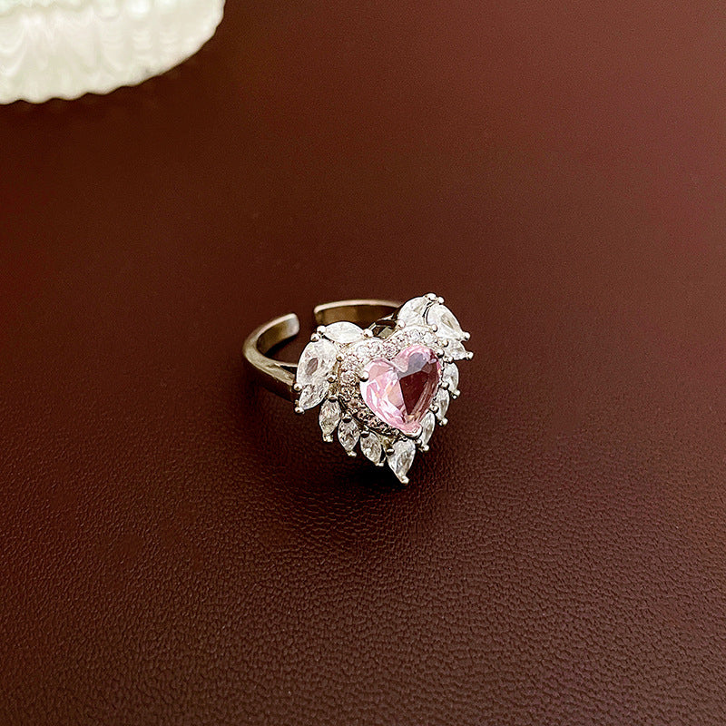 Zircon love opening sweet and exquisite index finger ring