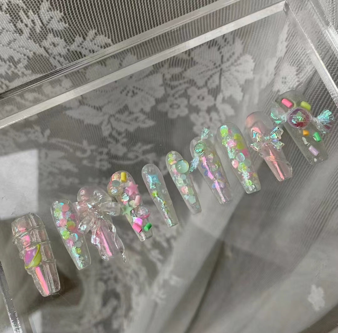Original Design Rainbow Candy Candy Paper Colored Coat Nail Enhancement